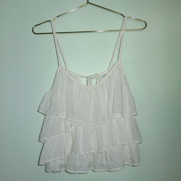 white ruffle cami